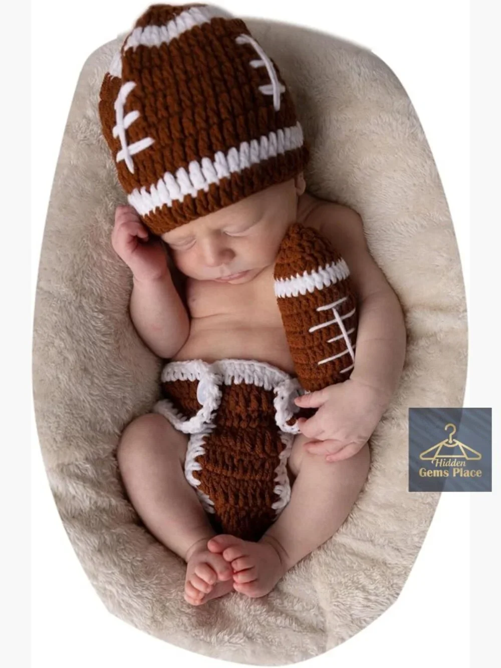 Crochet Football Baby Photoshoot Outfit 0-3 Month
